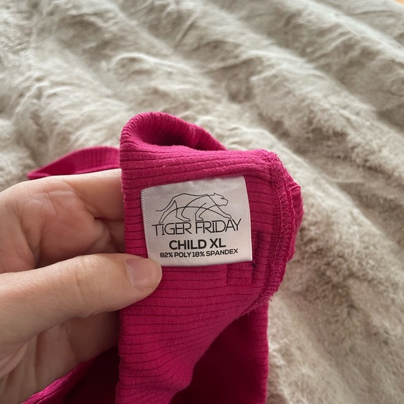 Kids' Vibrant Pink Ribbed Bike Shorts - Picture 3 of 3